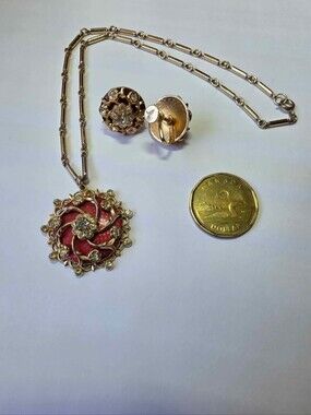 Vintage Coro Pegasus Screwback Earrings & Necklace